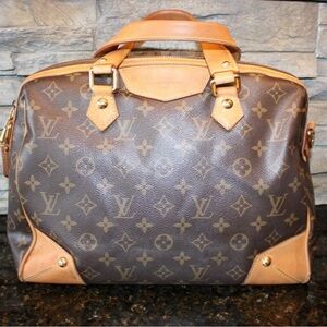 Louis Vuitton Brown Monogram Canvas Satchel with Tan Leather Trim RETIRO MM